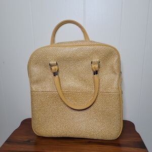 Vintage Lady Baltimore Yellow White Structured Overnight Luggage Bag